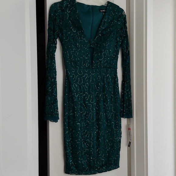 NWT Lace Sequin Midi Dress w/Lace Sleeves - Picture 16 of 16